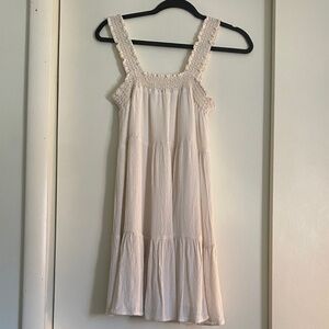 American Eagle Outfitters Cream Smocked Dress